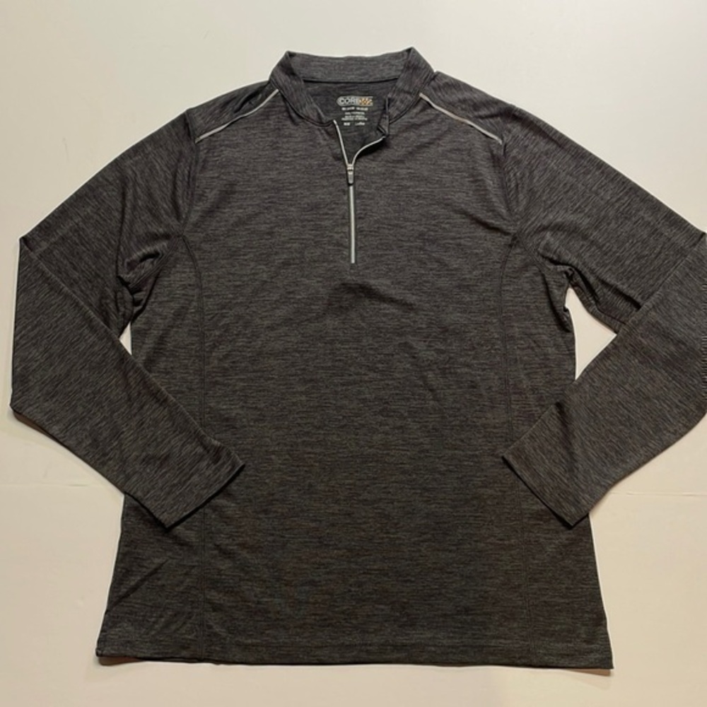 Core 365 women’s three-quarter zip long sleeve top. Size M gray/black